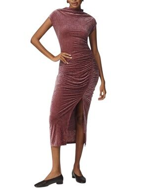 Anthropologie The Maya Velvet Ruched Cowl-Neck Midi Dress L like new condition